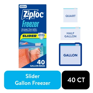 Ziploc Slider Gallon Freezer Food Storage Bags, Power Shield Technology, 40 Count Ziploc Slider Gallon Freezer Food Storage Bags, Power Shield Technology, 40 Count