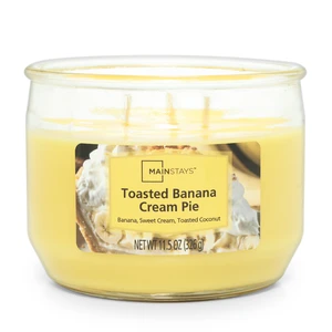 Mainstays Toasted Banana Cream Pie Scented 3-Wick Jar Candle, 11.5 Oz Mainstays Toasted Banana Cream Pie Scented 3-Wick Jar Candle, 11.5 Oz