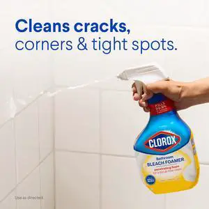 Clorox Bleach Foamer Bathroom and Shower Cleaner Spray, Crisp Lemon, 30 fl oz Clorox Bleach Foamer Bathroom and Shower Cleaner Spray, Crisp Lemon, 30 fl oz