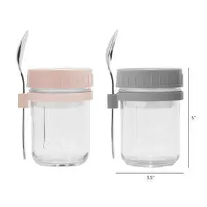 Mainstays Portable Overnight Oats Food Jar and Parfait Container Set, Glass, 16 oz, 2 Count Mainstays Portable Overnight Oats Food Jar and Parfait Container Set, Glass, 16 oz, 2 Count