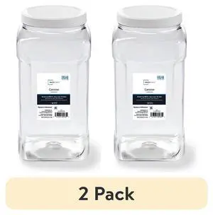 (2 pack) Mainstays 4-Quart Clear Plastic Canister with White Twist-Top Lid (1 Each) 5.83" x 5.16" x 10.20", Well Suited to Pantry Organization and Food Storage (2 pack) Mainstays 4-Quart Clear Plastic Canister with White Twist-Top Lid (1 Each) 5.83" x 5.16" x 10.20", Well Suited to Pantry Organization and Food Storage
