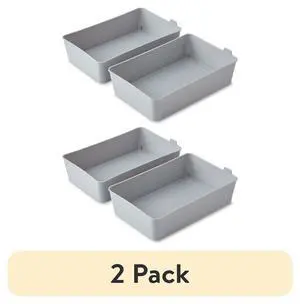 (2 pack) Mainstays 2-Pack Flexible Drawer Storage Organizer Bins, Plastic Drawer Organizer Containers for Kitchen Drawer, Desk Drawer and Bathroom Drawer Organization, Gray (2 pack) Mainstays 2-Pack Flexible Drawer Storage Organizer Bins, Plastic Drawer Organizer Containers for Kitchen Drawer, Desk Drawer and Bathroom Drawer Organization, Gray