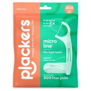 Plackers Micro Mint Dental Floss Picks, Fresh Mint, 300 Count Plackers Micro Mint Dental Floss Picks, Fresh Mint, 300 Count