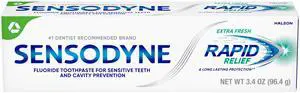 Sensodyne Rapid Relief Sensitive Toothpaste, Extra Fresh, 3.4 Oz, for Adults Sensodyne Rapid Relief Sensitive Toothpaste, Extra Fresh, 3.4 Oz, for Adults