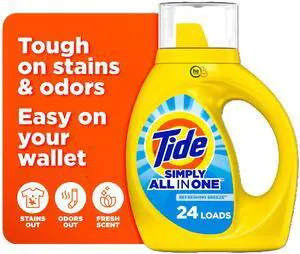 Tide Simply Liquid Laundry Detergent, Refreshing Breeze, 24 Loads, 32 fl oz Tide Simply Liquid Laundry Detergent, Refreshing Breeze, 24 Loads, 32 fl oz