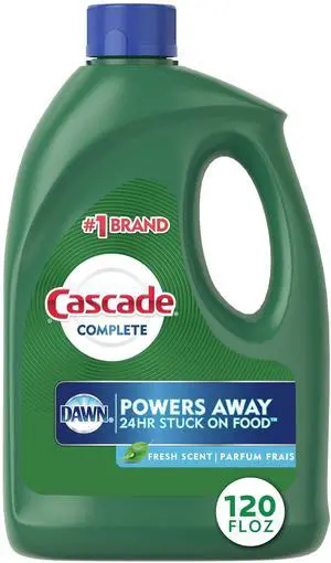 Cascade Complete Dishwasher Detergent Liquid Gel, Dish Detergent, Dish Soap, Fresh, 120 fl oz Cascade Complete Dishwasher Detergent Liquid Gel, Dish Detergent, Dish Soap, Fresh, 120 fl oz