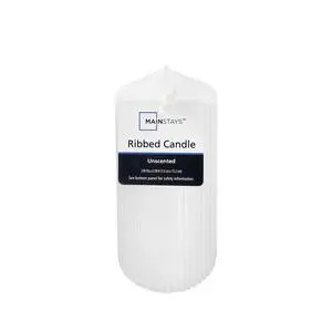 Mainstays Unscented Ribbed Pillar Candle, White, 3 in x 6 in Mainstays Unscented Ribbed Pillar Candle, White, 3 in x 6 in