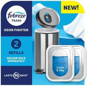 Febreze Trash Odor Fighter, Trash Can Air Freshener, Linen & Sky Scent, 2 Refills Febreze Trash Odor Fighter, Trash Can Air Freshener, Linen & Sky Scent, 2 Refills