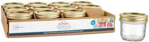 Mainstays 8 oz Mason Jars, Wide Mouth Half Pint Canning Jars with Lids and Rings, 12-Pack Small Glass Jars for Home Canning and Meal Prep Mainstays 8 oz Mason Jars, Wide Mouth Half Pint Canning Jars with Lids and Rings, 12-Pack Small Glass Jars for Home Canning and Meal Prep