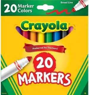 Crayola Broad Line Markers, 20 Ct Classic Colors, School Supplies for Teachers and Kids, Classroom Supplies Crayola Broad Line Markers, 20 Ct Classic Colors, School Supplies for Teachers and Kids, Classroom Supplies