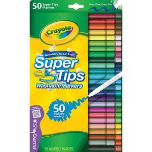 Crayola Super Tips Washable Markers for Kids, 50 Ct, Back to School Supplies, Arts and Crafts, Classroom Must Haves, Coloring Gifts for Teachers and Kids, Ages 3+ Crayola Super Tips Washable Markers for Kids, 50 Ct, Back to School Supplies, Arts and Crafts, Classroom Must Haves, Coloring Gifts for Teachers and Kids, Ages 3+