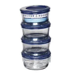 Anchor Hocking Glass Food Storage Containers with Lids, 1 Cup Round, Set of 4 Anchor Hocking Glass Food Storage Containers with Lids, 1 Cup Round, Set of 4