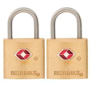 Brinks Solid Brass 22mm TSA Travel Keyed Padlock with 1/2in Shackle, 2 pack Brinks Solid Brass 22mm TSA Travel Keyed Padlock with 1/2in Shackle, 2 pack
