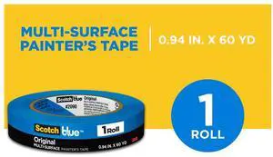 Scotch Blue Painter's Tape, 0.94 in. x 60 yd., 1 Pack, Original Multi-Surface, Paint Supplies Scotch Blue Painter's Tape, 0.94 in. x 60 yd., 1 Pack, Original Multi-Surface, Paint Supplies