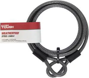 Hyper Tough 6 ft Braided Steel Security Cable, Vinyl Coated Open Loop Cable Lock, 1/4 in. Diameter, Weather Resistant Hyper Tough 6 ft Braided Steel Security Cable, Vinyl Coated Open Loop Cable Lock, 1/4 in. Diameter, Weather Resistant