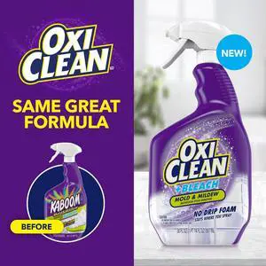 OxiClean Plus Bleach, No Drip Foam, Mold & Mildew Bathroom Stain Remover, 30 oz OxiClean Plus Bleach, No Drip Foam, Mold & Mildew Bathroom Stain Remover, 30 oz