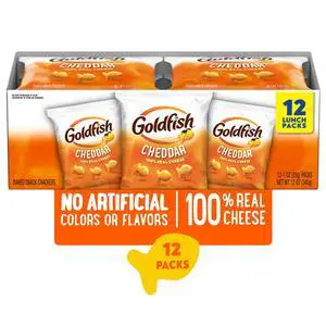Goldfish Cheddar Cheese Crackers, Snack Packs, 1 oz, 12 Count Multi-Pack Tray Goldfish Cheddar Cheese Crackers, Snack Packs, 1 oz, 12 Count Multi-Pack Tray