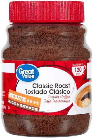 Great Value Classic Medium Roast Instant Coffee, 8 oz Great Value Classic Medium Roast Instant Coffee, 8 oz