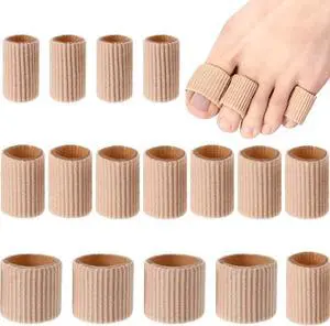 Blulu 16 Pcs Toe Cushion Tube Sleeves Soft Gel Corn Pad Protectors, Brown Blulu 16 Pcs Toe Cushion Tube Sleeves Soft Gel Corn Pad Protectors, Brown