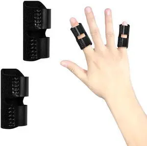 2 PCS Small Finger Splint, Adjustable Trigger Finger Splint, Straightener for Broken Strained Arthritis for Pinky, Index Splints for Teenagers and Women (Black) 2 PCS Small Finger Splint, Adjustable Trigger Finger Splint, Straightener for Broken Strained Arthritis for Pinky, Index Splints for Teenagers and Women (Black)