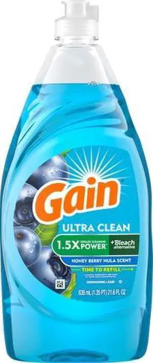 Gain Ultra Bleach Alternative Dishwashing Liquid Dish Soap, Honey Berry Hula, 21.6 fl oz Gain Ultra Bleach Alternative Dishwashing Liquid Dish Soap, Honey Berry Hula, 21.6 fl oz