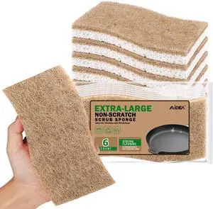 AIDEA XL Sponges 6 Count Non-Scratch Scrub Sponge for Dishes AIDEA XL Sponges 6 Count Non-Scratch Scrub Sponge for Dishes