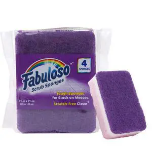 Fabuloso Scratch-Free Kitchen Dish Sponges, Purple, 4 Count Fabuloso Scratch-Free Kitchen Dish Sponges, Purple, 4 Count