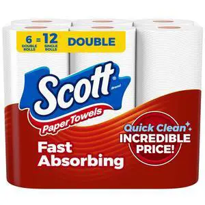 Scott Choose-A-Sheet Paper Towels, 6 Double Rolls, 108 Sheets Per Roll Scott Choose-A-Sheet Paper Towels, 6 Double Rolls, 108 Sheets Per Roll
