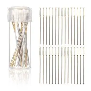 30Pcs Blunt Stainless Steel Cross Stitch Needles, Golden Color Large Eyes, with Transparent Box, 1.5Inch 30Pcs Blunt Stainless Steel Cross Stitch Needles, Golden Color Large Eyes, with Transparent Box, 1.5Inch