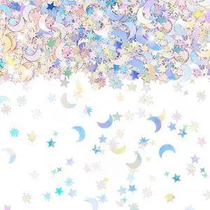 4000 Pcs Star Confetti, Glitter Confetti, Holographic Metallic Star Glitter, Holographic Moon, 10mm, Silver, for Party, Wedding, Birthday, Festival, DIY, Unicorn Theme 4000 Pcs Star Confetti, Glitter Confetti, Holographic Metallic Star Glitter, Holographic Moon, 10mm, Silver, for Party, Wedding, Birthday, Festival, DIY, Unicorn Theme