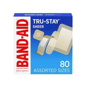 BAND-AID Tru-Stay Sheer Adhesive Bandages, Assorted Sizes, 80 Count BAND-AID Tru-Stay Sheer Adhesive Bandages, Assorted Sizes, 80 Count