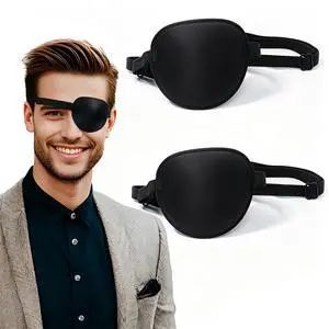 Enttgo 2Pcs Adjustable Eye Patch for Left or Right Eyes, Reusable Eye Cover for Cosplay Pirate Costume Enttgo 2Pcs Adjustable Eye Patch for Left or Right Eyes, Reusable Eye Cover for Cosplay Pirate Costume