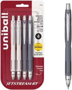 Uniball Jetstream RT Ballpoint Pens, 0.7mm Fine Point, Black Ink, 4 Count Uniball Jetstream RT Ballpoint Pens, 0.7mm Fine Point, Black Ink, 4 Count