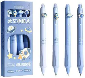 Yyaaloa 4-Pack Cute Retractable Erasable Gel Pens, Fine Point 0.5mm, Black Ink, Make Mistakes Disappear, for Writing Planner and Crossword Puzzles (Blue, Black) Yyaaloa 4-Pack Cute Retractable Erasable Gel Pens, Fine Point 0.5mm, Black Ink, Make Mistakes Disappear, for Writing Planner and Crossword Puzzles (Blue, Black)