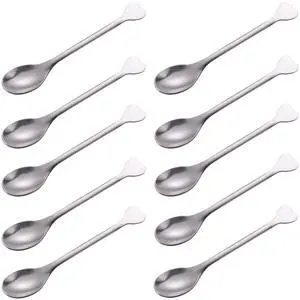 Stainless Steel Mini Dessert Spoons Set of 10, Demitasse Espresso Coffee Spoons Heart-Shaped Handle 4.5-Inch, for Dessert Tea Appetizer Stainless Steel Mini Dessert Spoons Set of 10, Demitasse Espresso Coffee Spoons Heart-Shaped Handle 4.5-Inch, for Dessert Tea Appetizer
