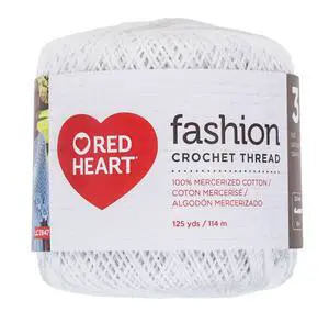 Red Heart Fashion Size 3 Crochet Thread, Cotton, White, Single Red Heart Fashion Size 3 Crochet Thread, Cotton, White, Single