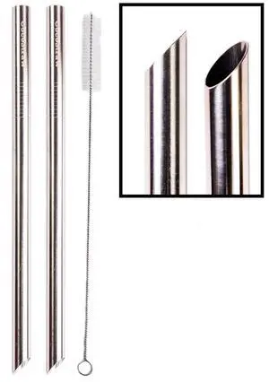 CocoStraw Stainless Steel Extra Wide 2 Point End Boba Straw 1/2" x 9.5" for Tapioca Pearl Bubble Tea CocoStraw Stainless Steel Extra Wide 2 Point End Boba Straw 1/2" x 9.5" for Tapioca Pearl Bubble Tea