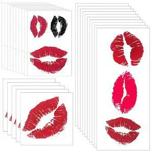 25 Sheets (65Pcs) Red Lips Temporary Tattoo Stickers, Self-Adhesive Waterproof Fake Red Lips Face & Body Stickers for Women & Girls Halloween Decorations 25 Sheets (65Pcs) Red Lips Temporary Tattoo Stickers, Self-Adhesive Waterproof Fake Red Lips Face & Body Stickers for Women & Girls Halloween Decorations