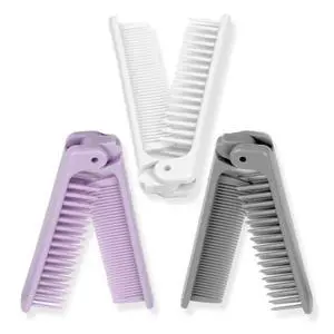3-Piece Pocket Folding Comb Set - Portable Travel Hair Brushes with Dual-Headed Design, Compact and Colorful (Gray, Purple, White) 3-Piece Pocket Folding Comb Set - Portable Travel Hair Brushes with Dual-Headed Design, Compact and Colorful (Gray, Purple, White)