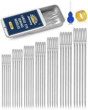 JNENERY Large Eye Stainless Steel Sewing Needles 7Sizes JNENERY Large Eye Stainless Steel Sewing Needles 7Sizes