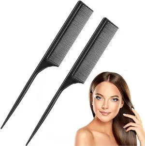Leinuosen 2 Pack Rat Tail Comb Fine Tooth Parting, Black Leinuosen 2 Pack Rat Tail Comb Fine Tooth Parting, Black