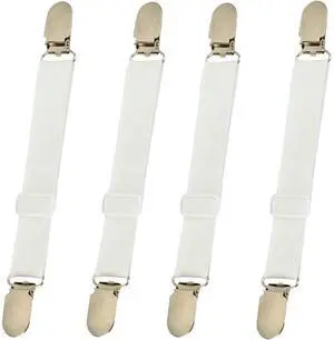 4 Pcs Adjustable Elastic Bed Sheet Clips Straps, Mattress Grippers Holder 4 Pcs Adjustable Elastic Bed Sheet Clips Straps, Mattress Grippers Holder