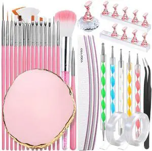 FANDAMEI Nail Art Kit with Nail Stand, Nail Holder, Nail Brushes, Nail Dotting Tool, and Nail Palette FANDAMEI Nail Art Kit with Nail Stand, Nail Holder, Nail Brushes, Nail Dotting Tool, and Nail Palette