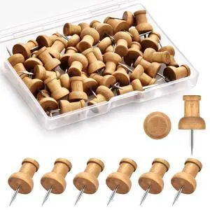 40Pcs Wood Push Pins Decorative Thumb Tacks for Cork Board Bulletin Board Map Pins 40Pcs Wood Push Pins Decorative Thumb Tacks for Cork Board Bulletin Board Map Pins