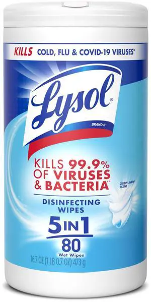 Lysol Disinfecting Wipes 80 Count, Multi-Surface Cleaner, Crisp Linen Lysol Disinfecting Wipes 80 Count, Multi-Surface Cleaner, Crisp Linen