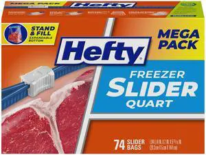 Hefty Slider Freezer Bags, Quart Size, 74ct Hefty Slider Freezer Bags, Quart Size, 74ct
