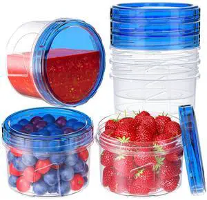 6 Pack 16OZ Plastic Freezer Storage Containers with Twist Top Lids, Round, Reusable, Microwave/Dishwasher Safe 6 Pack 16OZ Plastic Freezer Storage Containers with Twist Top Lids, Round, Reusable, Microwave/Dishwasher Safe