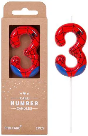 PHD CAKE Number 3 Spider Birthday Candles, 2.76 Inch Spider Cartoon Themed Cake Candles for Party Celebration PHD CAKE Number 3 Spider Birthday Candles, 2.76 Inch Spider Cartoon Themed Cake Candles for Party Celebration
