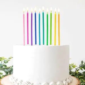 Rainbow Birthday Candles, 40-Count, 5.5in Tall Thin Rainbow Birthday Candles, 40-Count, 5.5in Tall Thin