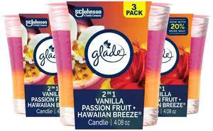 Glade 2in1 Scented Candle Hawaiian Breeze & Vanilla Passion Fruit 3 Count Glade 2in1 Scented Candle Hawaiian Breeze & Vanilla Passion Fruit 3 Count